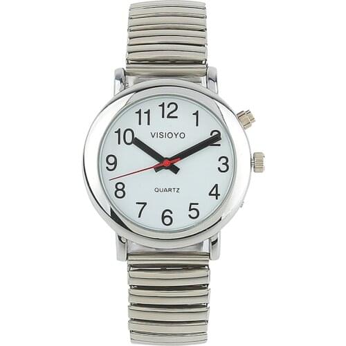 German Talking Watch with Alarm, Talking Date and Time, White Dial,Expansion Band TUG-S201G
