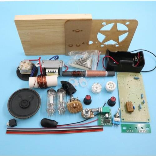 Super regeneration electronic tube radio kit, FM radio kit, 6J1+2P2 full direct current tube radio kit