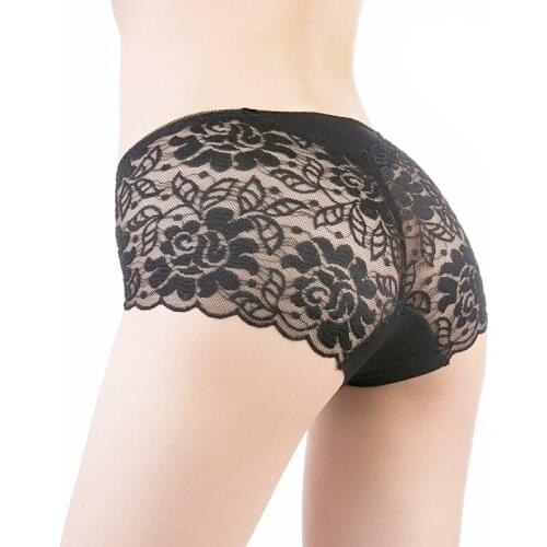 S 32 Sexy Intimates Lingerie Modal Panties Woman Mid Waist Underwear Seamless Breathable Hollow Briefs Transparent Underpants