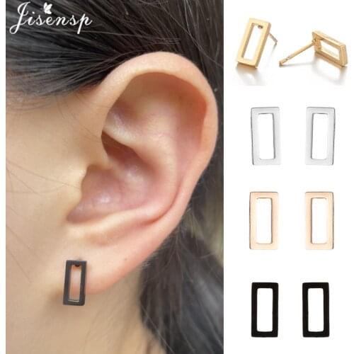 Simple Design Square Geometric Earrings for Girls Black Rectangle Stainless Steel Stud Earing Women Minimalist Jewelry oorbellen