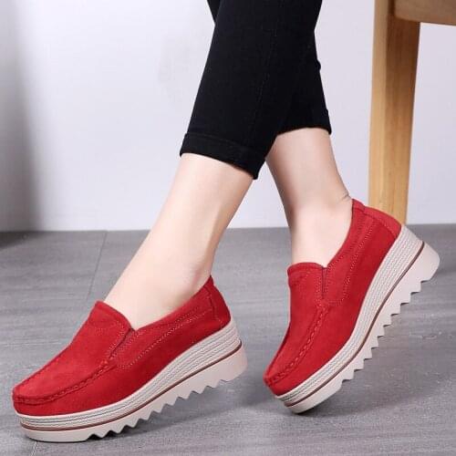 Sports Shoes Womens Shoes Thick-soled Leather Casual Shoes Mid-heel Female Peas 2021 Spring And Summer New