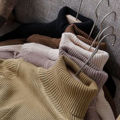 Korean Style Loose Sweater Women Pullover Casual Half Turtleneck Long Sleeve Knit Sweater Female Jumpers solid basic sweater