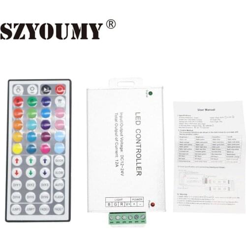 SZYOUMY 24keys/44keys IR Remote rgb led controller 12A/24A for 3528/5050 rgb strip DC12-24V