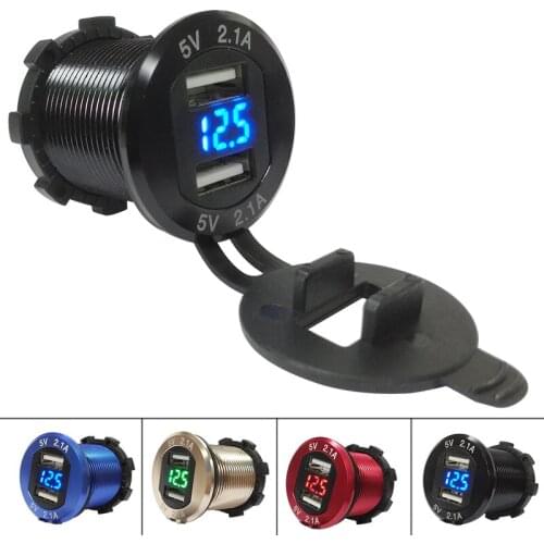 DIY Metal Shell Aluminum Alloy Waterproof Marine Car Charger 4.2A Dual USB with Voltmeter for Car Boat Motorcycle Mobile