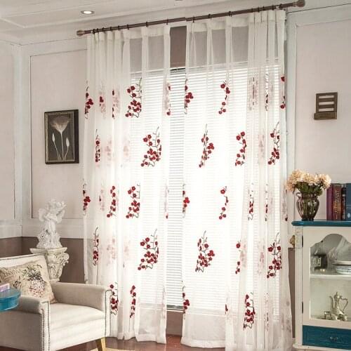 High quality European and American style floral design curtain window treatment for living room bed room tulle window screens