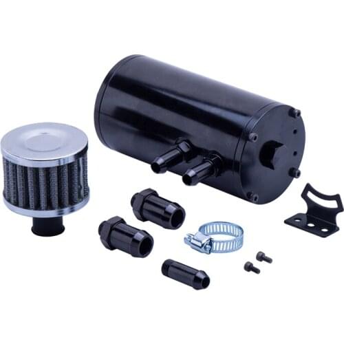 High Quality racing auto aluminium 0.5L fuel tank oil catch tank with filter black mini OCT-1117-BK