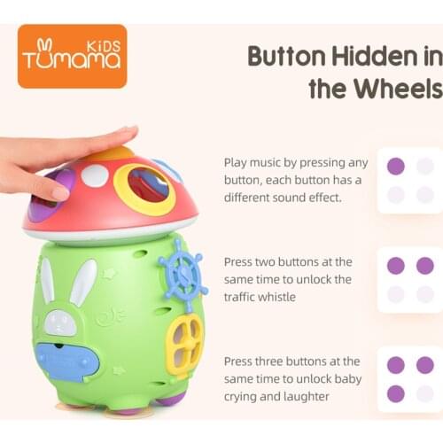 1Set Cute Baby Electronic Musical Toy Mushroom Cart Toys Ages 6 Months & Up