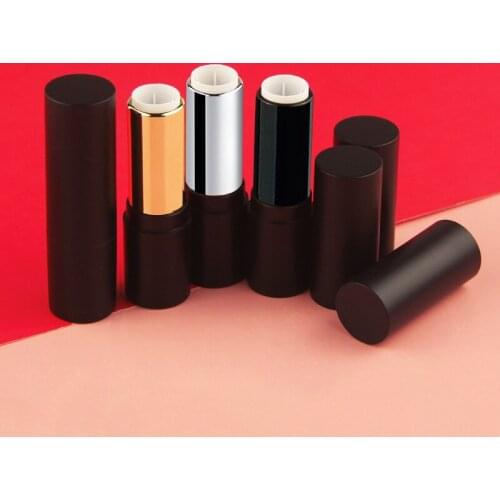 10/30/50/100pcs 12.1mm Matte Black Round Lipstick Tube Empty Lip Balm Container Lip Tubes DIY Sample Pack Bottle Makeup Tool