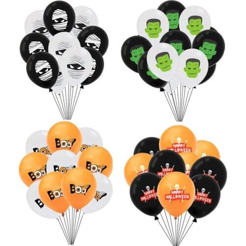 10pcs/lot Halloween Latex Balloons Black Orange BOO Happy Halloween Balloons Air Balloons Party Decoration Supplies