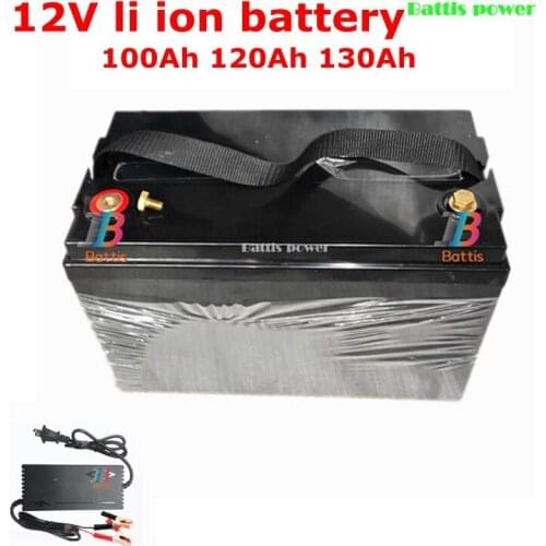 12V 100Ah 120Ah 130Ah Lithium li ion battery pack for UPS solar storage sytem solar panel golf trolley motor caravan+10A charger