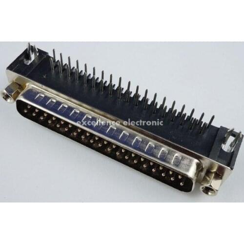 2 Pcs D-SUB 37 Pin Male Right Angle PCB Connector 2 Rows DB37M