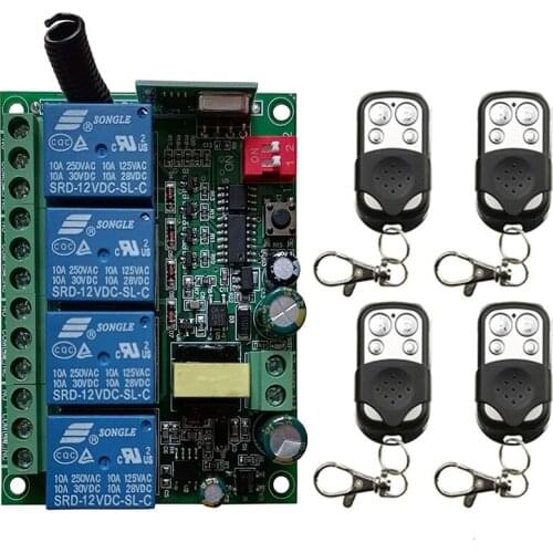 433Mhz Universal Wireless RF Remote Control Switch AC110V 220V 230V 4CH Radio Receiver & Garage Remote Control garage door opene