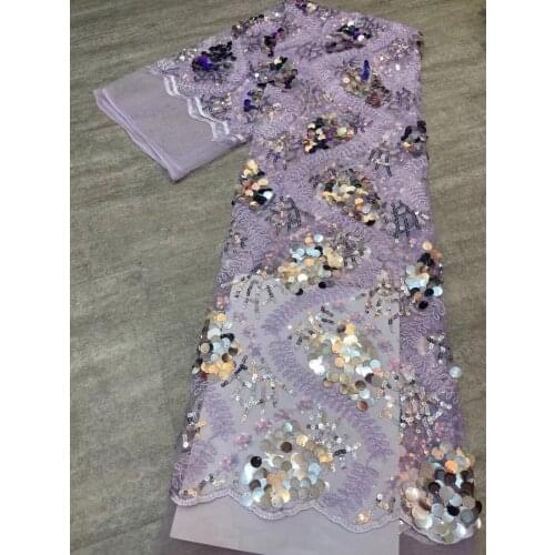 African Lace Fabric J-69888 High Quality Sequins French Net Lace Tulle Fabrics Lace Wedding Fabric
