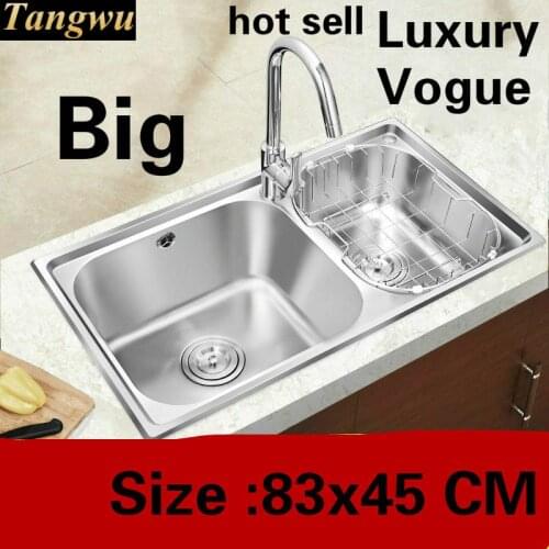 Free shipping Luxurious high capacity kitchen double groove sink do the dishes vogue durable 304 stainless steel 830x450 MM