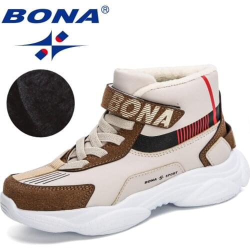 BONA 2020 New Designers Trendy Snow Shoes Teenagers Children Hiking Shoes Walking Climbing Shoes Boy Winter Plush Footwear Girls