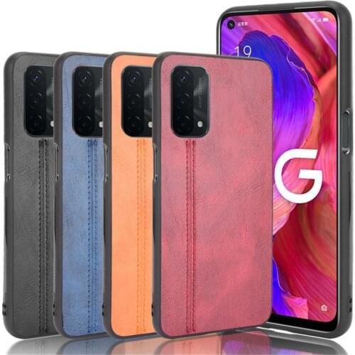 For OPPO A93 A74 A54 4G 5G Luxury Calfskin PU Leather lines Hard Back Cover Shockproof Case For Oppo A 93 A 74 A 54 Phone Case