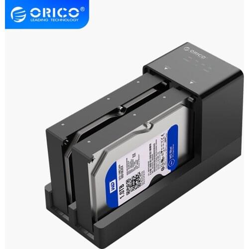 Orico 6528US3 2.5 3.5 Sata Hdd Enclosure Docking Station Offline Clone Super Speed Usb 3.0 Hard Drive Support 10Tb 2 Bay Black
