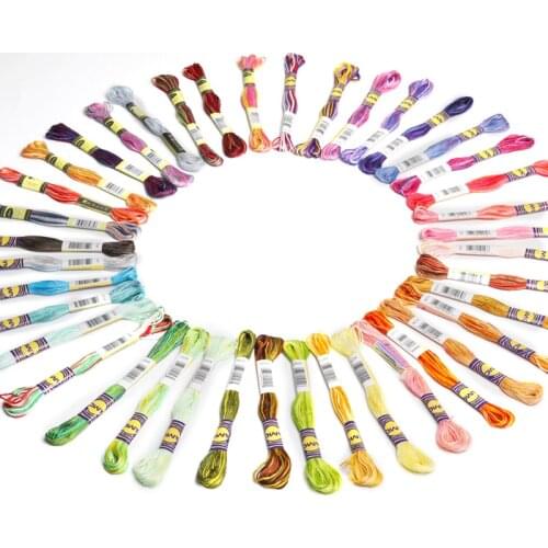 HOT! 41 Variegated Different Colors Mercerized Egyptian Cotton Embroidery Floss 8 meters per skein Variation Cross stitch Thread