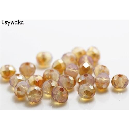 Isywaka Champagne Milky Colors 4*6mm 50pcs Rondelle Austria faceted Crystal Glass Beads Loose Round Beads for Jewelry Making