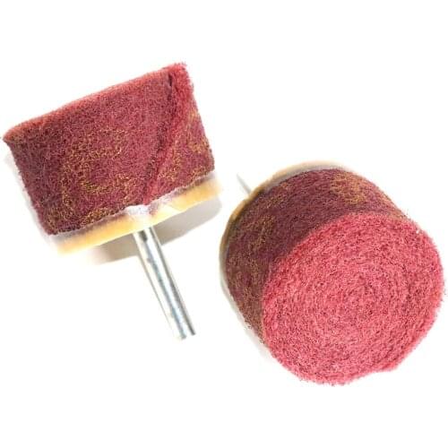 2pc Scouring Pad Grinding Sanding head Non-woven Flap Wheel Mounted Nylon Fiber Polishing Brush Wheel for Drill 6mm Grit 320