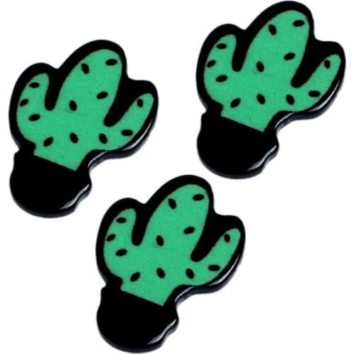 LF 30Pcs Green Cactus Acrylic Decoration Crafts Beads Flatback Cabochon Scrapbook DIY For Clothes Embellishments Accessories
