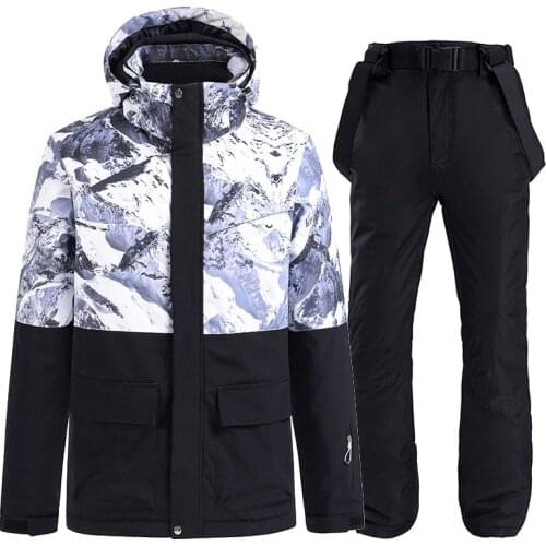 Men Ski Suit Winter Outdoor Sports Breathable Warm Windproof Waterproof Skiing Snowboard Jacket Ski Pants Male Snowsuit Ski Set