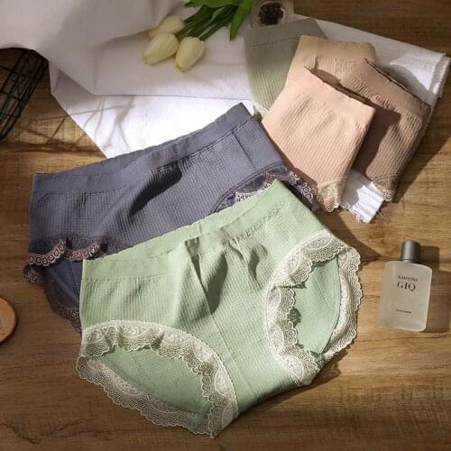 2020 Girls Underwear 4pc/lot solid lace panties soft Briefs middle waist Young Girl teenagers Pants children students