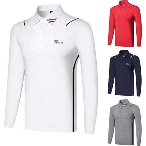 2020 autumn new golf clothing mens stand collar T-shirt sports leisure long sleeve windproof and warm