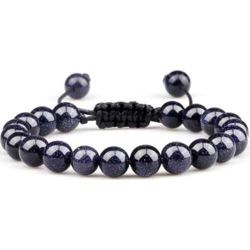 New Men Bracelet Natural Healing Sand Stone 8mm Beads Adjustable Bracelets Simple Handmade Women Bangles Friendship Jewelry Gift