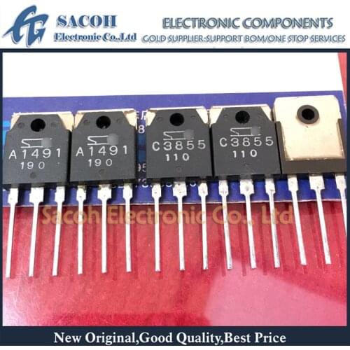 Free shipping 10Pairs 2SA1491 A1491 + 2SC3855 C3855 TO-3P Silicon NPN + PNP Audio amplifier transistor