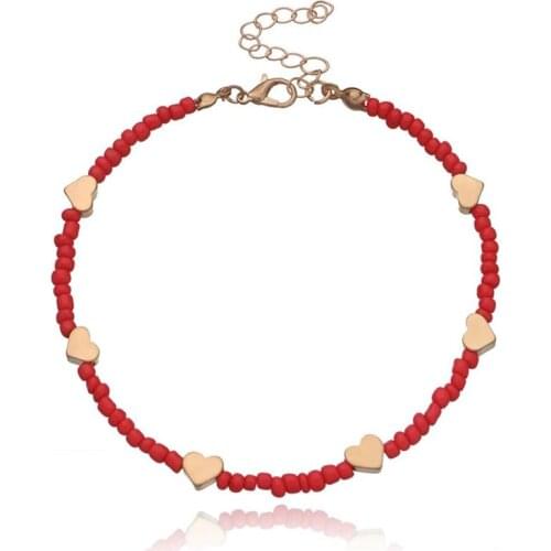 Coxeer 1pc Bohemian Style Bead Decor Ankle Bracelet Stars Heart Butterfly Decor Cute Bead Anklet Jewelry Accessories For Beach