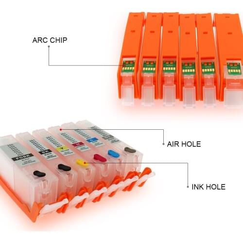 6 colors PGI-450PGBK CLI-451BK C M Y GY XL refillable Ink cartridge For CANON PIXMA MG6340/MG7140 printer