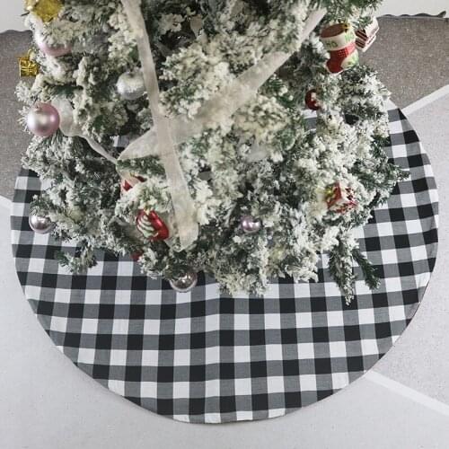 Christmas Tree Skirt Diameter 122cm New Red Decoration Skirts Plaid Decor White Year Home Tree Christmas