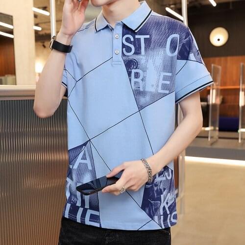 2021 Fashion Slim Men Polo Shirt Blue Black White Top Tees Short Sleeve Summer Thin Shirt Streetwear Striped Polo Shirt Clothing