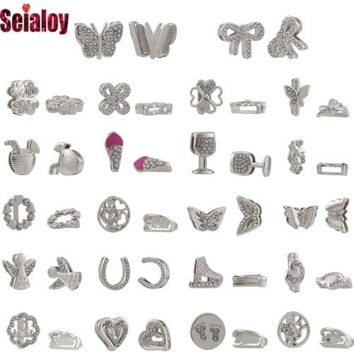 Seialoy Silver Color 10mm Lucky Angel Beaded Heart Charm Fit Mesh Bracelets For Women #1 MOM Shiny Butterfly Jewelry Accessories