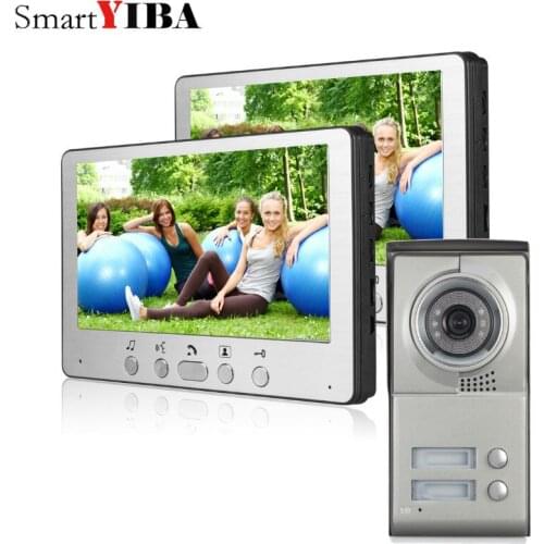 SmartYIBA 7" Color Apartment Doorbell Doorphone Video Intercom 1 Outdoor Camera+2 Monitors for 2 Family / House