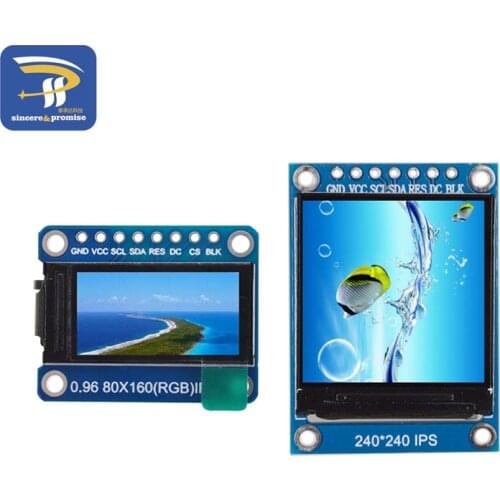 TFT Display IPS 0.96 / 1.3 inch 7P SPI HD 65K Full Color LCD Module ST7735 / ST7789 Drive IC 80*160 240*240 (Not OLED)