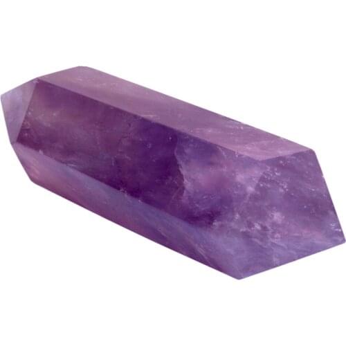 TUMBEELLUWA Natural Amethyst Crystal Double Terminated Point Faceted Prism Healing Reiki Stone Specimen Figurine