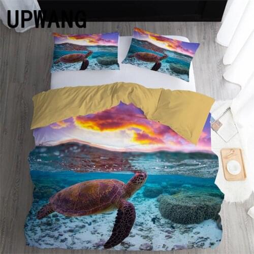 UPWANG 3D Bedding Set Sea Turtle Printed Duvet/Quilt Cover Set Bedcloth with Pillowcase Bed Set Home Textiles