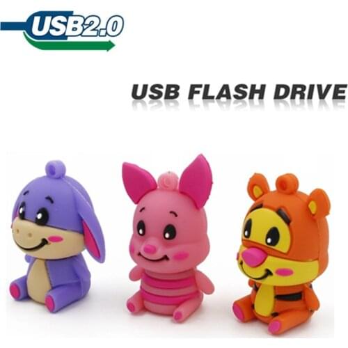 Usb flash drive lovely cute animal pen drive donke pig tiger 4GB 8GB 16GB 32GB silicone U disk creative pendrive usb 2.0