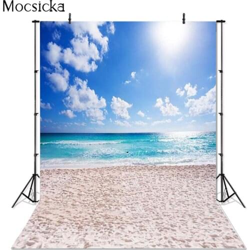 Vinyl Photography Background Computed Printed Ocean Beach Blue Sky Wedding Backgrounds for Photo Studio F-2645