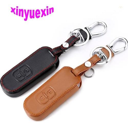 Xinyuexin Leather Car Key Cover Fob Case For Mazda CX-5 /CX5 Atenza CX-7 CX-9 MX5 Remote Key Car-stying With Keychain No Logo