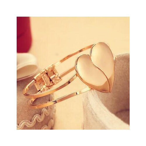 Hot Sale Charming Heart Bracelets&Bangles For Women Girls Gold Silver Color Metal Bracelets Statement Jewelry Wholesale