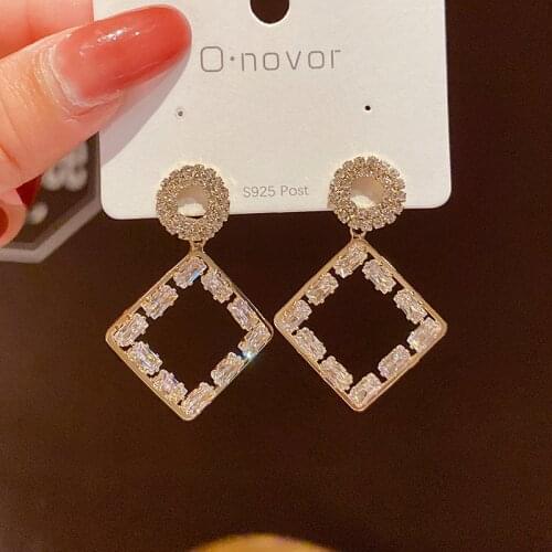 Womens Earrings Gold Rhinestone Earrings For Women Korean Vintage Geometry Metal Earrings 2021 Trendy Fashion Female Jewelry