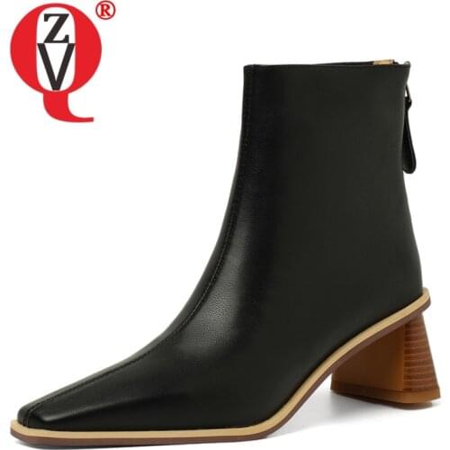 ZVQ Women winter Fashion Leisure short boots small Square Toe Solid color office lady ventilation Concise Comfortable Mature
