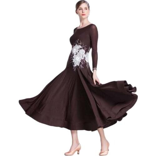 M-1895 Women ballroom dance dress adult modern dance practice costumes Tango Rumba dance suit ice silk skirt