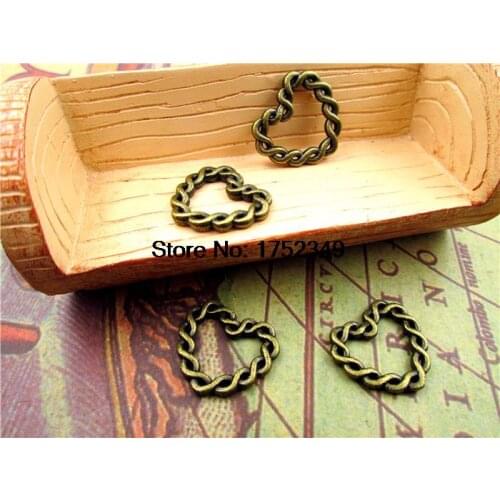 10pcs Heart charms,Antique Bronze Vintage Brass Love Hearts Woven Circle Connectors Charms Pendants 19x21mm