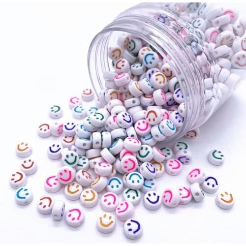100pcs/Lot 7x4mm Oval Shape Acrylic Spaced Beads Smiley Beads For Jewelry Making DIY Charms Bracelet Necklac#04