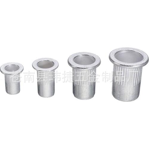 100pcs flat head aluminum rivet striped nuts, knurled rivets, bagged fasteners for machinery industry