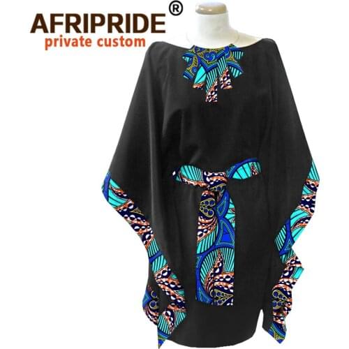 2020 African print dresses for women dress with sashes necklace plus size wear dashiki clothing ankara fabric AFRIPRIDE A1925040